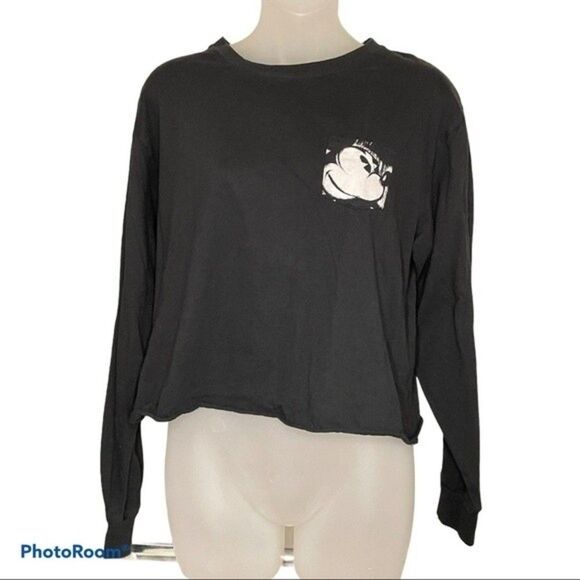 Disney Mickey Mouse Black Crop Top Size L - Picture 1 of 6